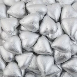 Matte Silver Belgian Chocolate Hearts 500g - 5kg