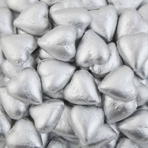 Matte Silver Belgian Chocolate Hearts 500g - 5kg 5 Matte Silver Belgian Chocolate Hearts 500g - 5kg -Snack Shop Matt20Silver20Belgian20Chocolate20Hearts20500g20 205kg