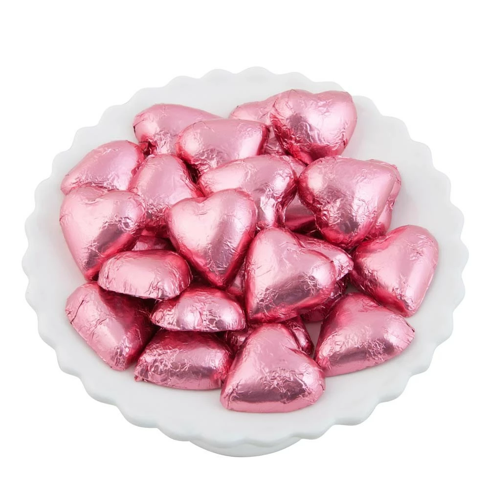 Rose Pink Belgian Chocolate Hearts 500g - 5kg 1 Rose Pink Belgian Chocolate Hearts 500g - 5kg