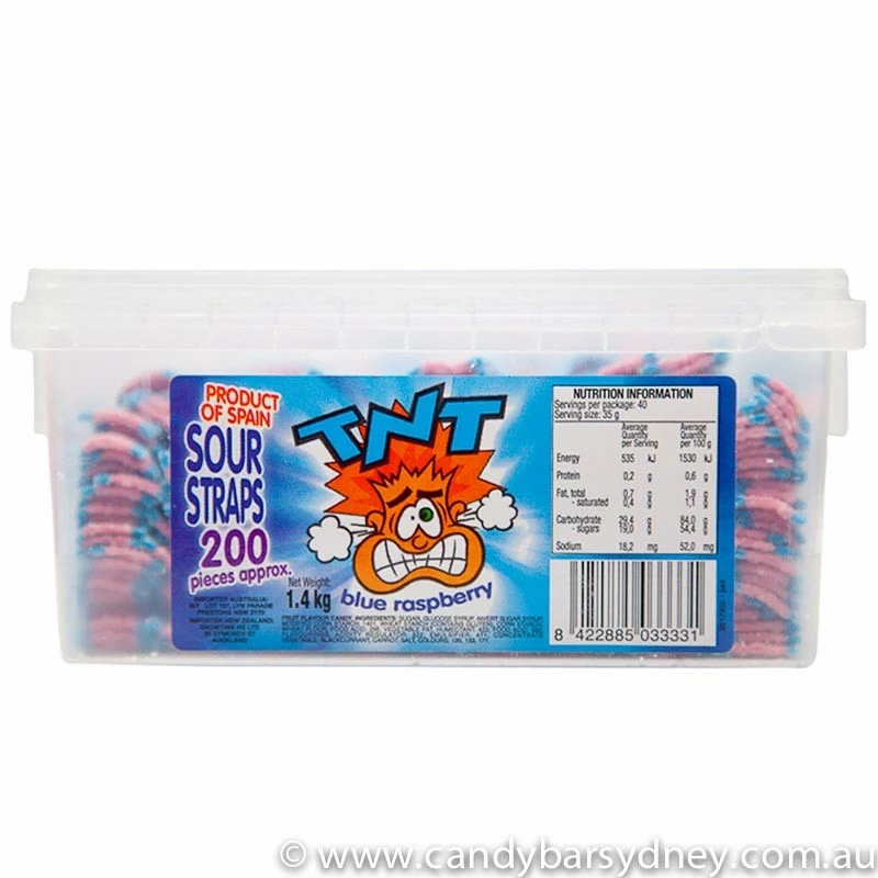 TNT Blue Raspberry Sour Straps 1 TNT Blue Raspberry Sour Straps